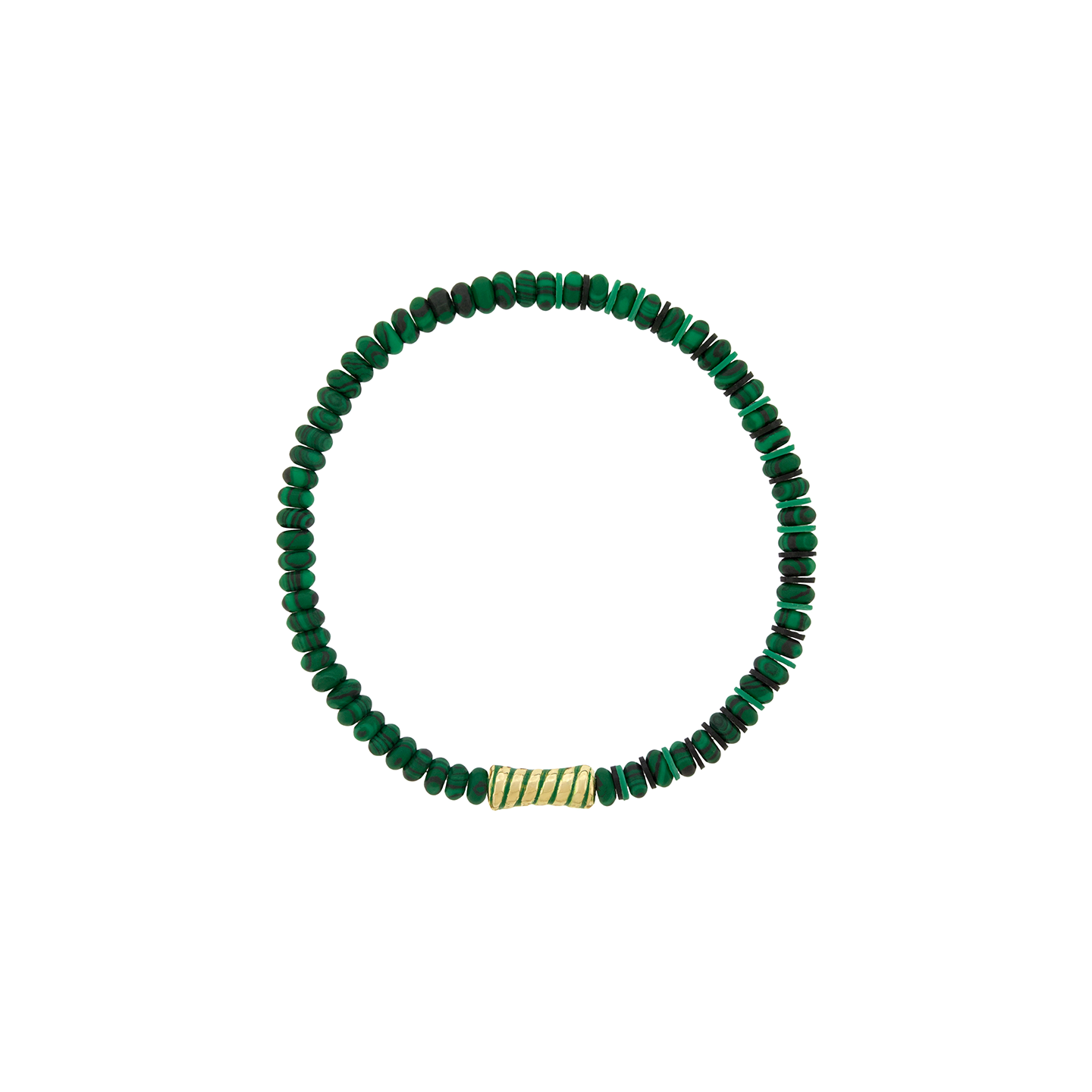 Luis Morais Enameled Swirled Bamboo Bead on Gemstone Beaded Bracelet