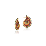 Silvia Furmanovich 'Kashmir' Miniature Painting Paisley Earrings with Diamond and London Topaz
