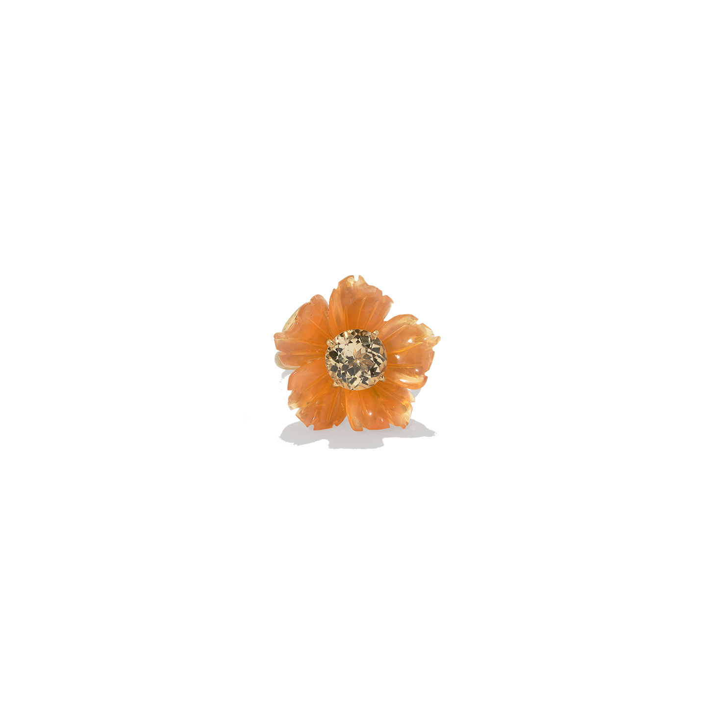 Irene Neuwirth 'Tropical Flower' One-of-a-Kind Carved Fire Opal Ring