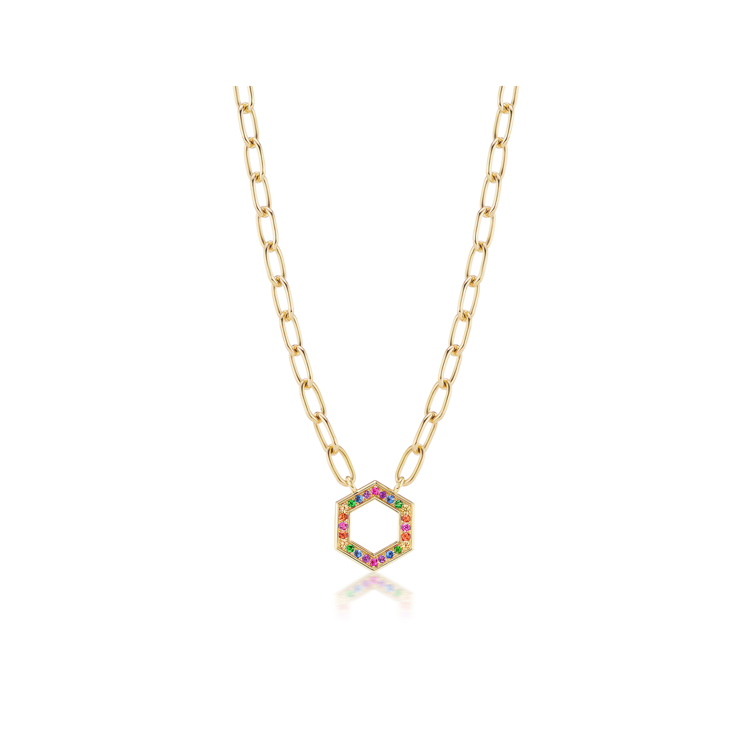 Harwell Godfrey Foundation Cable Chain Necklace with Rainbow Hexagon