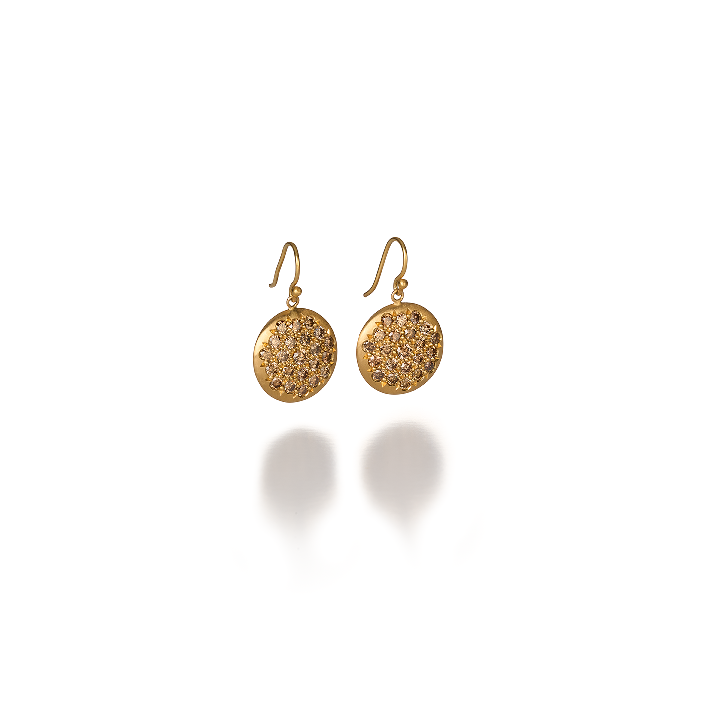 Caroline Ellen Large Pave Cognac Diamond Disk Earring