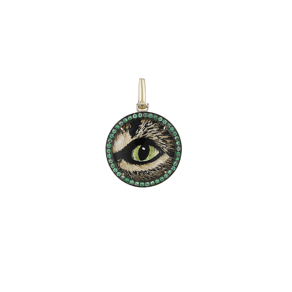 Francesca Villa 'Being Furry' Hand Carved and Painted Crystal Cat Eye Charm