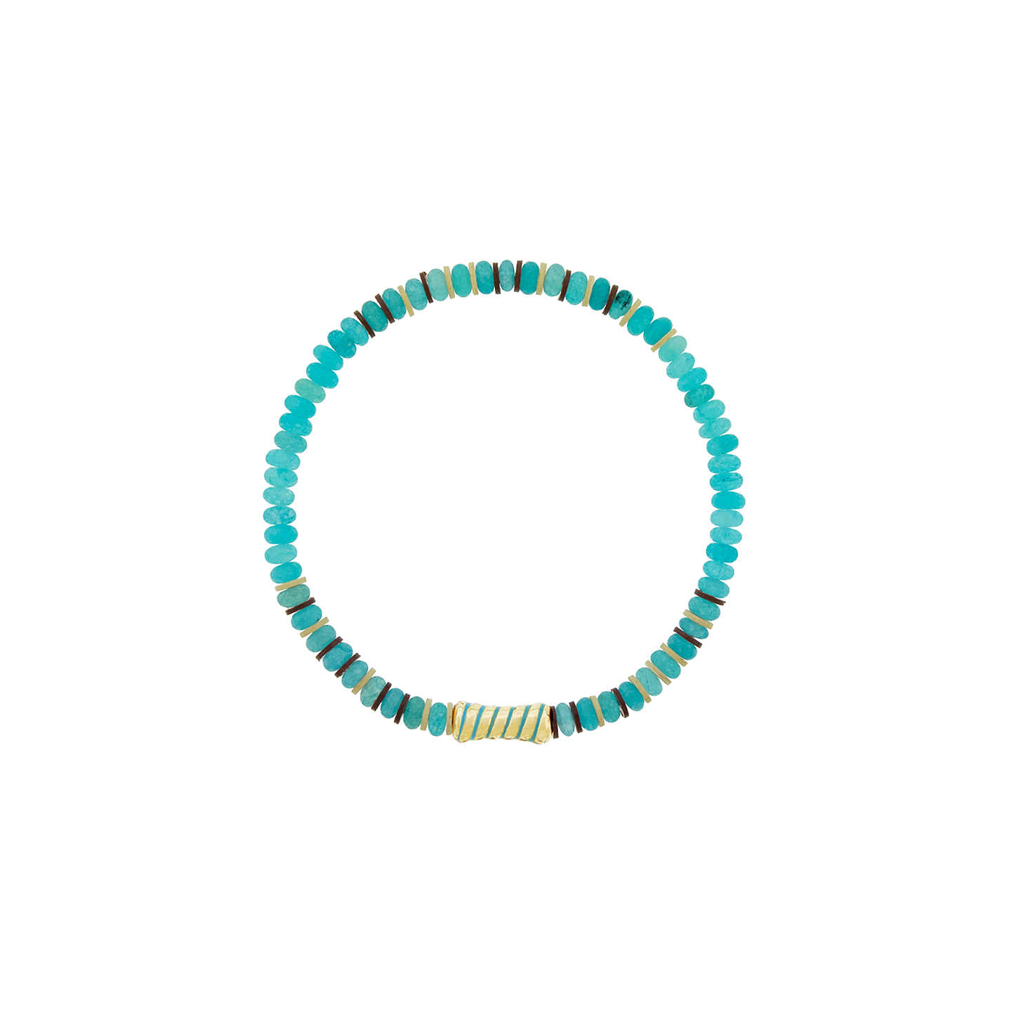 Luis Morais Enameled Swirled Bamboo Bead on Gemstone Beaded Bracelet