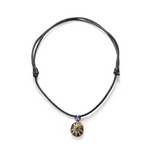 Dezso Natural Clam Shell with Sapphire on Cord