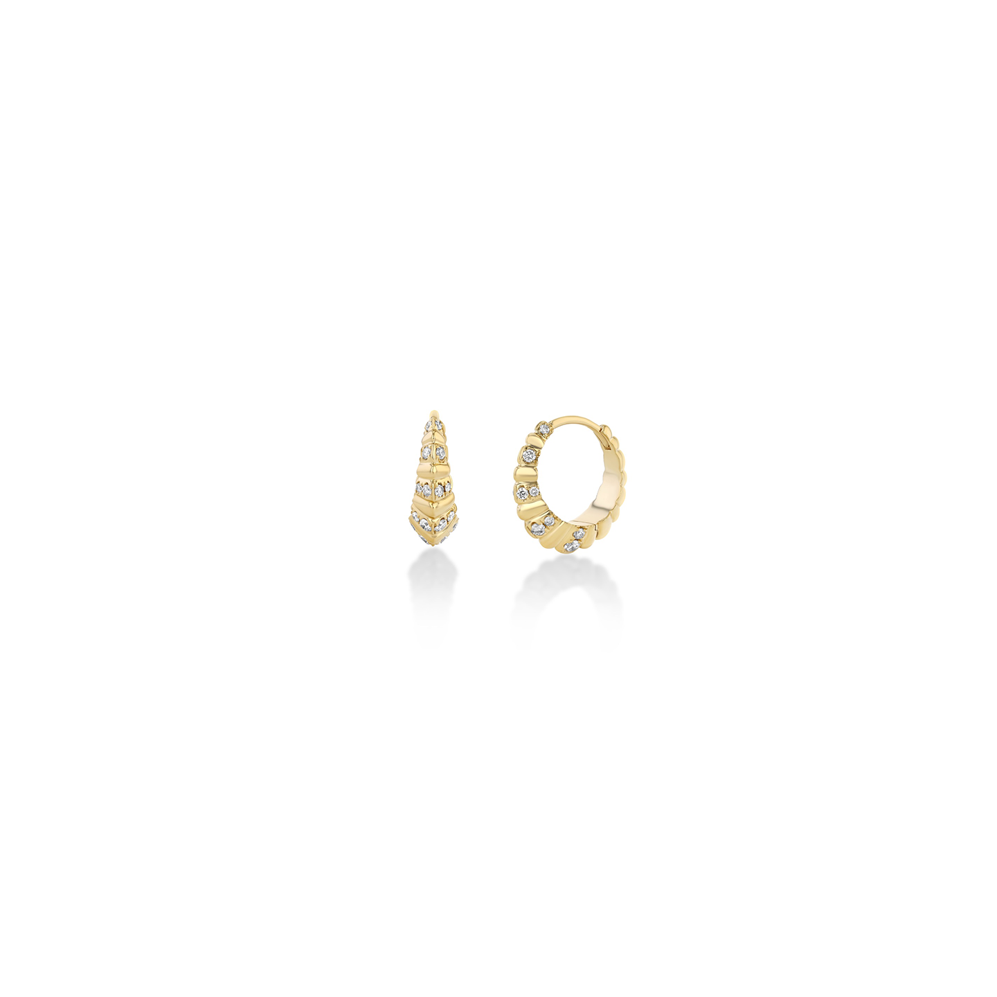 Lizzie Mandler Fluted Crescent Pave Hoops