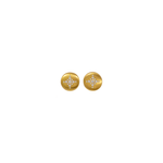 Caroline Ellen Large Lentil Stud Earring with Diamond Star Pattern