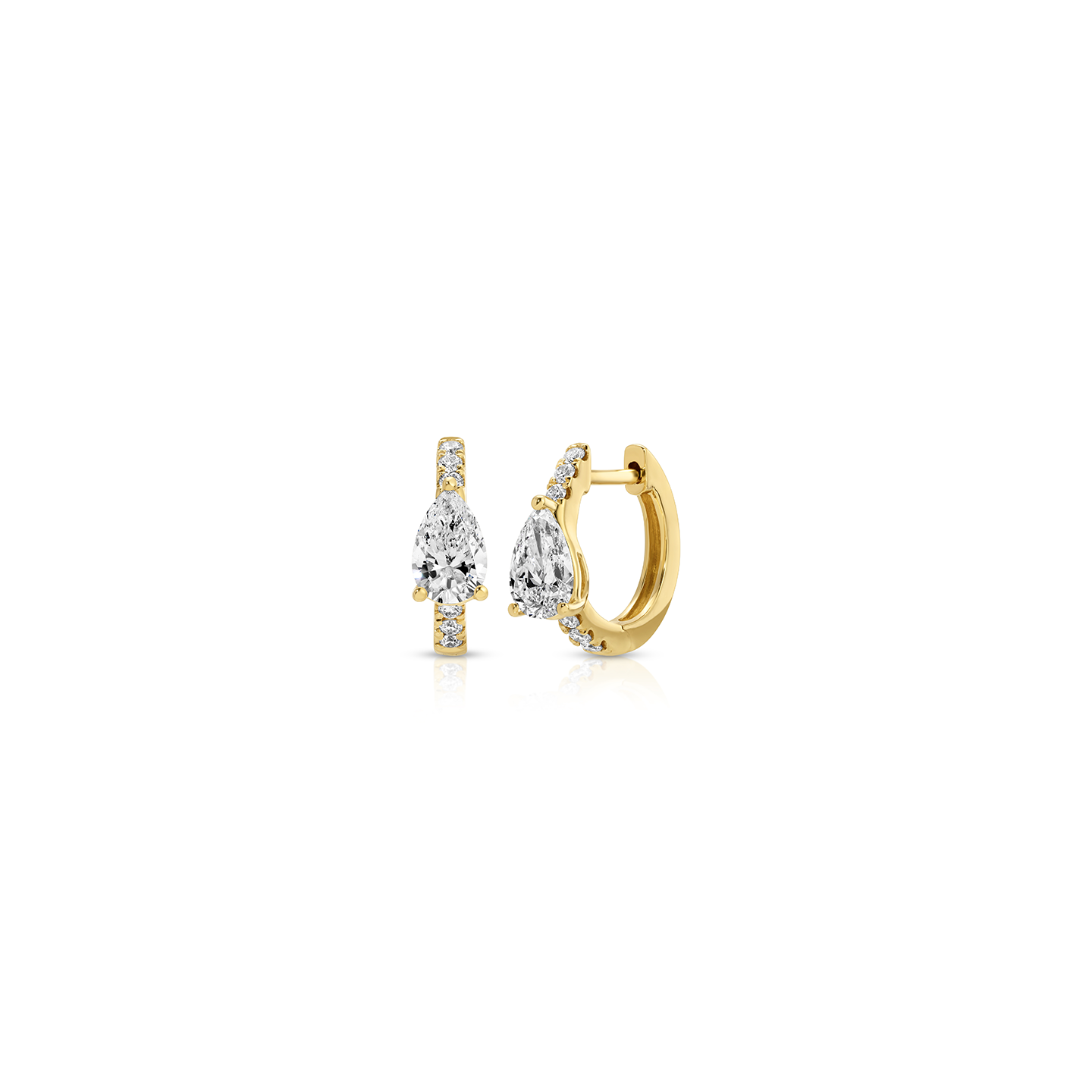 Anita Ko Yellow Gold Huggies with Diamond Pear Center