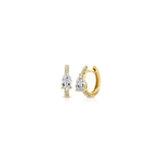Anita Ko Yellow Gold Huggies with Diamond Pear Center