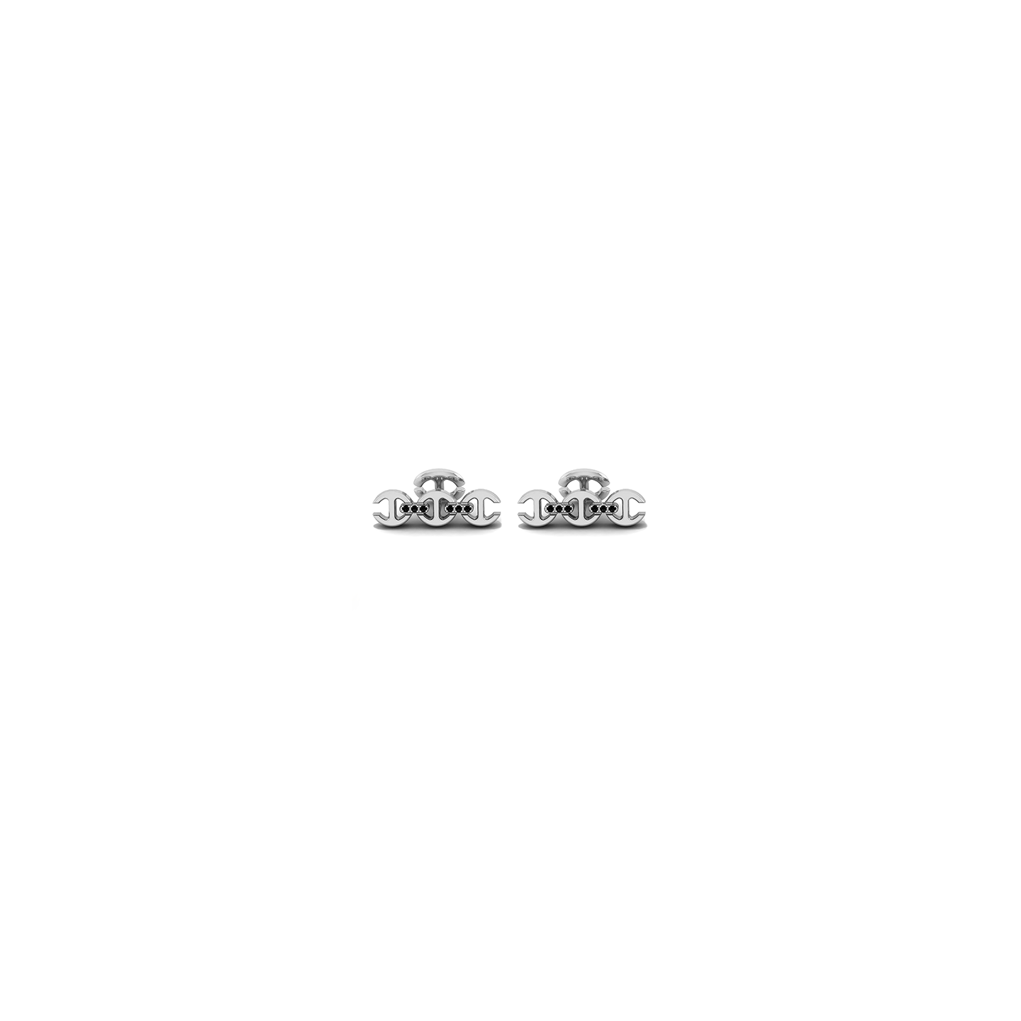 Hoorsenbuhs 30mm Tri-Link Cufflinks with Black Diamonds