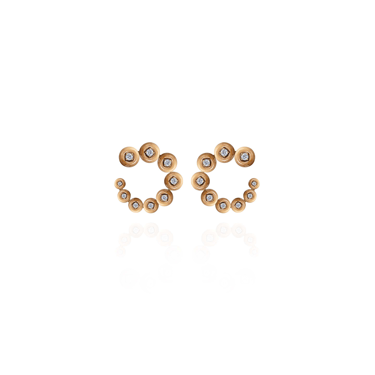 Fernando Jorge 'Surround" Small Circle Earrings set with Petrified Wood