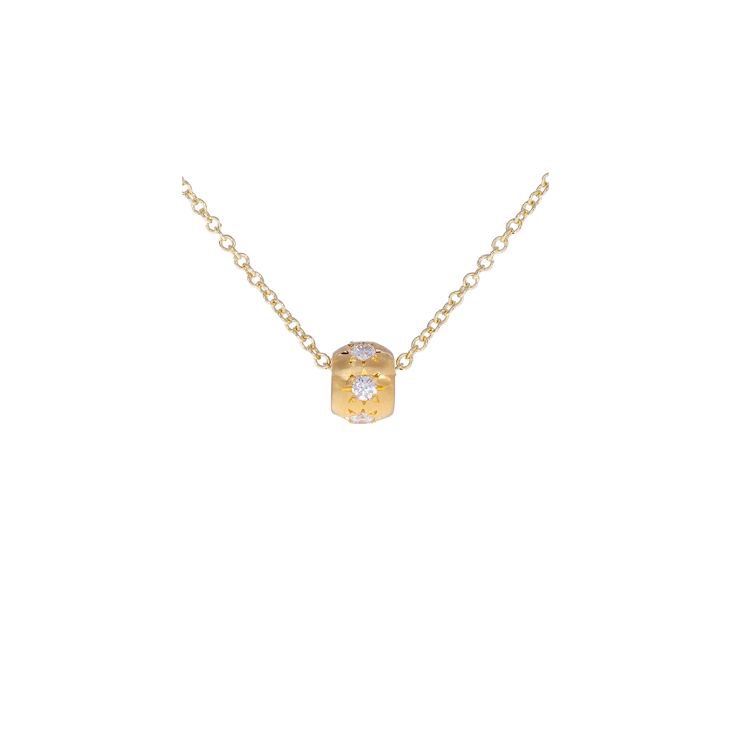 Caroline Ellen Wide Rounded Rondelle with Star Set Diamonds