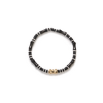 Luis Morais Gold Relief Pattern Tube on Gemstone Beaded Bracelet