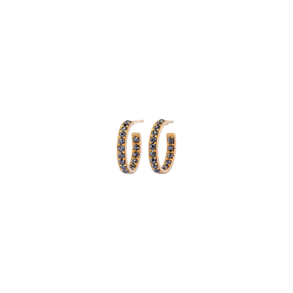 Caroline Ellen Pave Black Diamond Hoop Earrings
