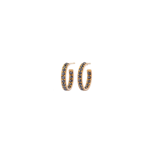 Caroline Ellen Pave Black Diamond Hoop Earrings