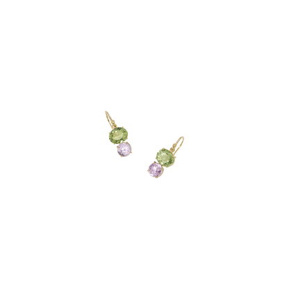 Irene Neuwirth One-of-a-Kind 'Gemmy Gem' Double Stone Earrings with Green Tourmaline and Kunzite