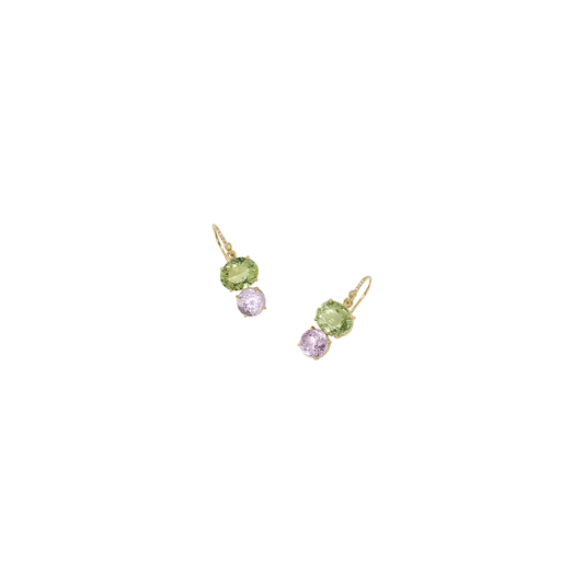 Irene Neuwirth One-of-a-Kind 'Gemmy Gem' Double Stone Earrings with Green Tourmaline and Kunzite