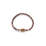 Luis Morais Hexagon Tigers Eye Bolt Bead with Diamond Channels on Beaded Bracelet