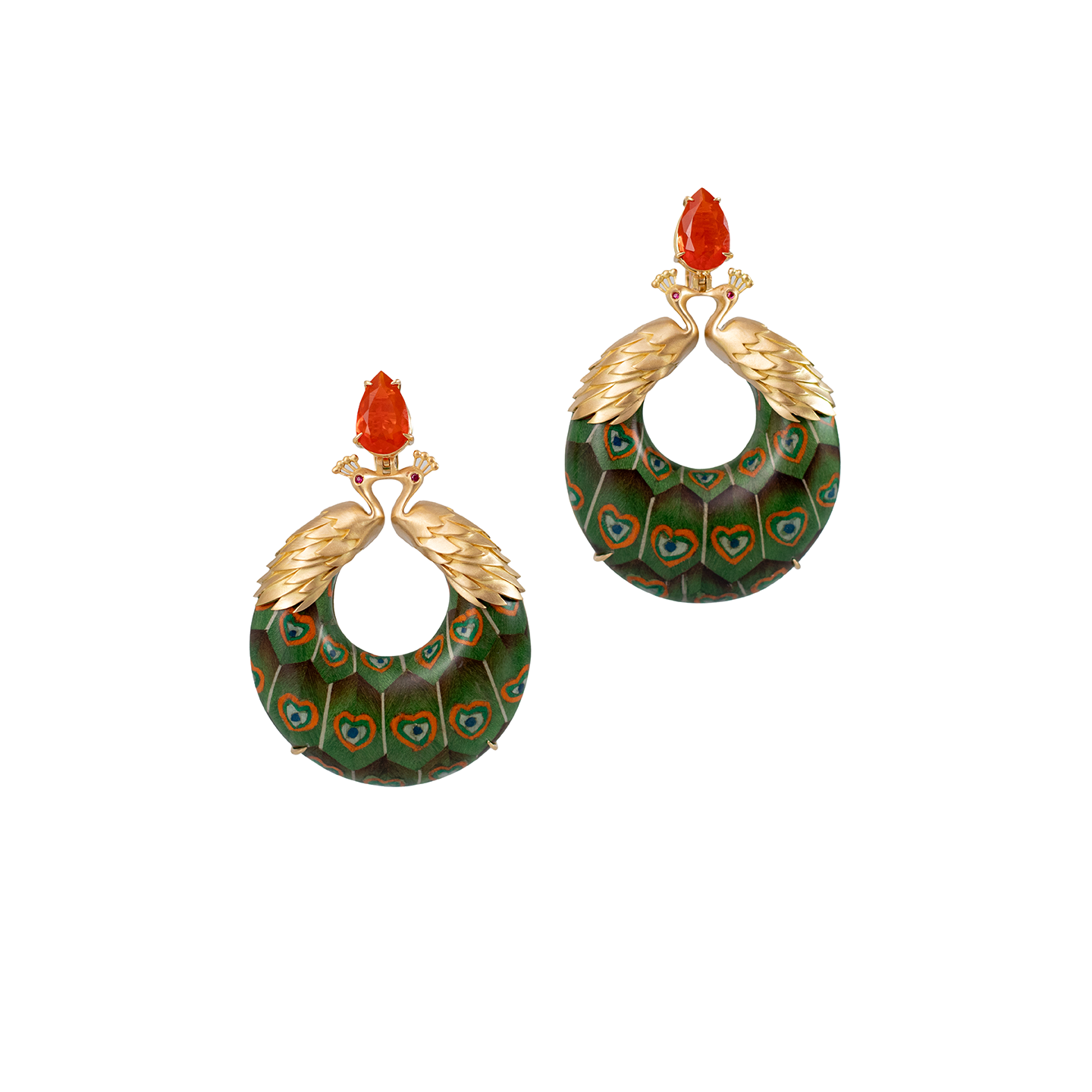 Silvia Furmanovich Quintessence Marquetry Peacock Earrings