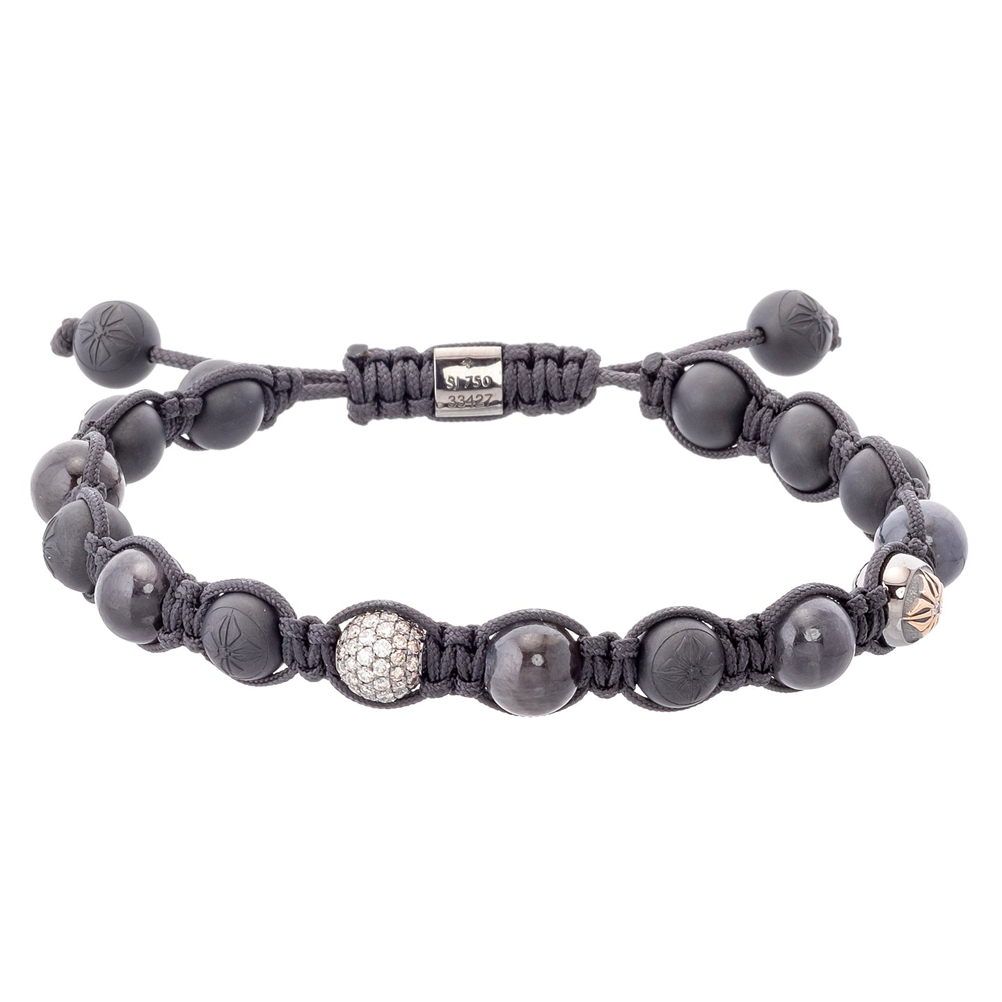 Shamballa Jewels 8mm Ceramic and Grey Sapphire Braided Bracelet