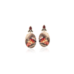 Silvia Furmanovich Oval Marquetry Earrings with Flora Print
