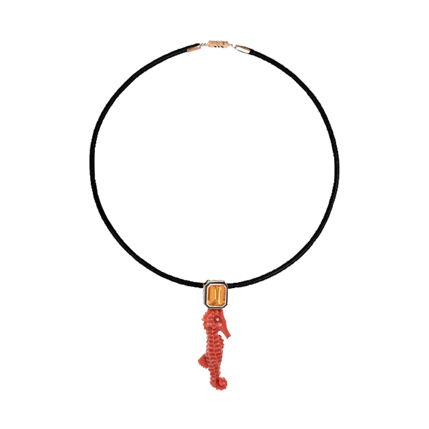 Dezso Coral Seahorse Charm with Citrine