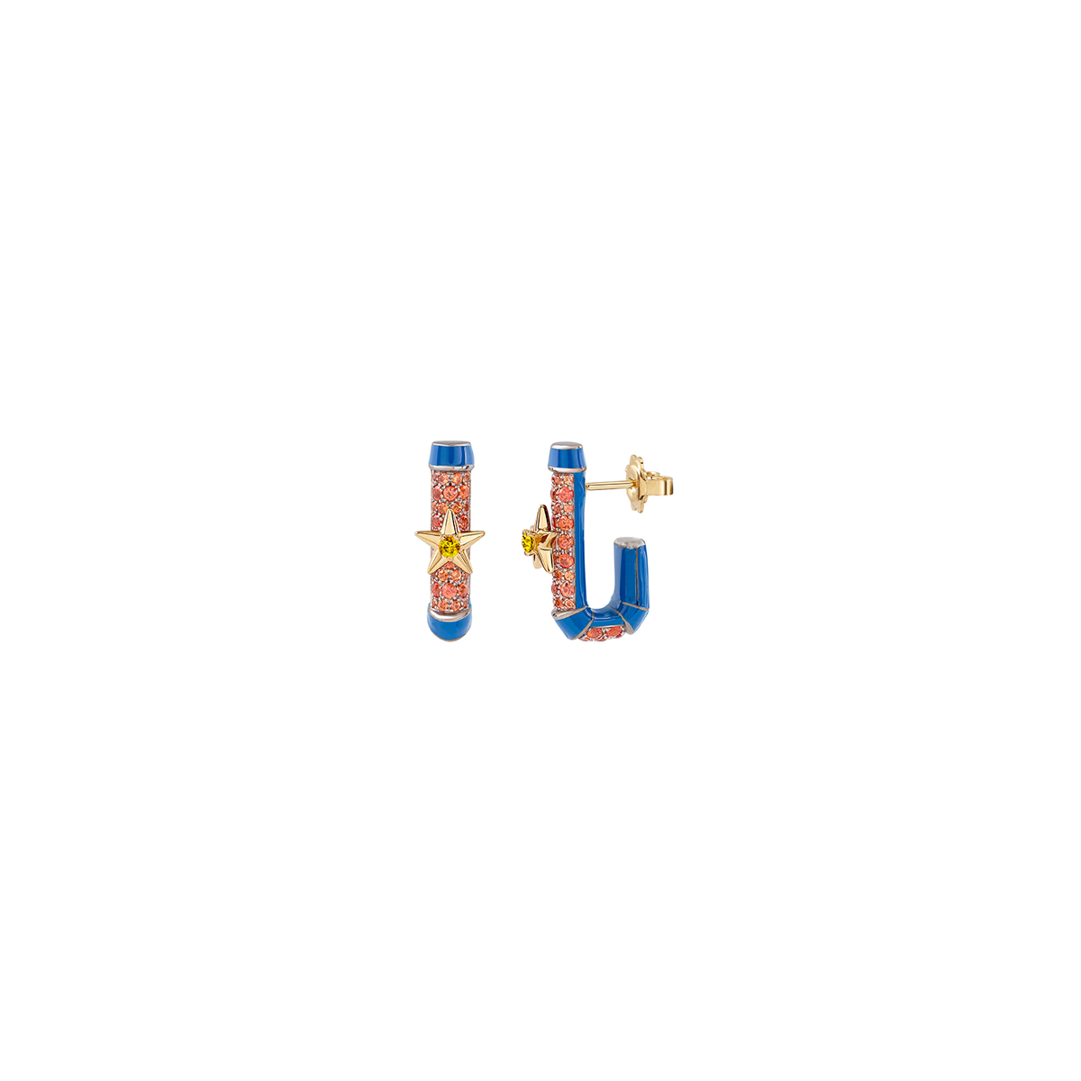 Francesca Villa 'Fantasia' Orange Star Hoop Earrings