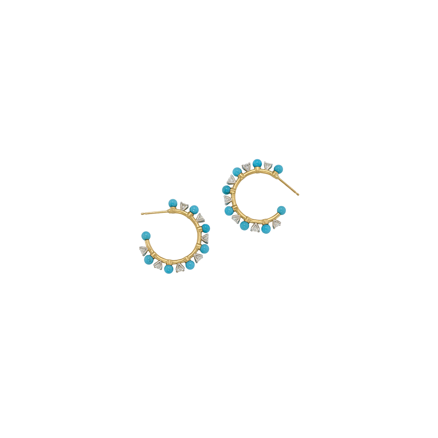 Irene Neuwirth Medium Studded Gumball Turquoise Hoops