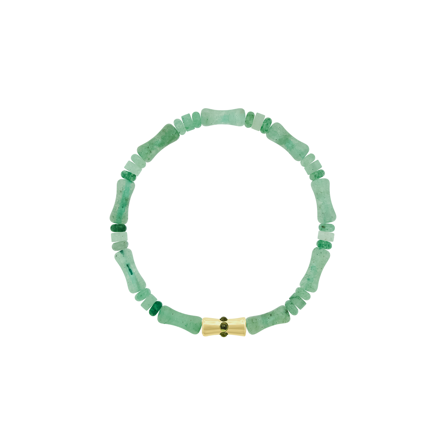 Luis Morais Sheath Bamboo Tube with Citrine on Green Aventurine Beaded Bracelet