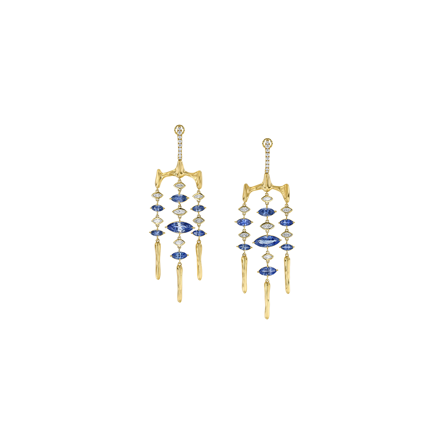 VRAM One-of-a-Kind Chrona Blue Sapphire and Diamond Chandelier Earrings