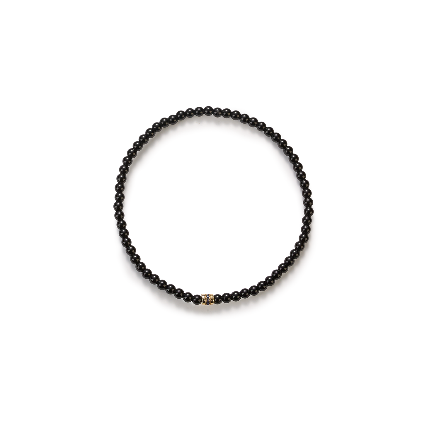Luis Morais Blue Sapphire Short Roll Bead on Onyx Beaded Bracelet