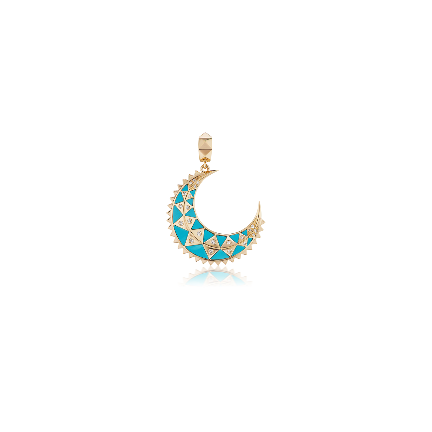 Harwell Godfrey Mini Moon Crescent Turquoise Inlay Charm