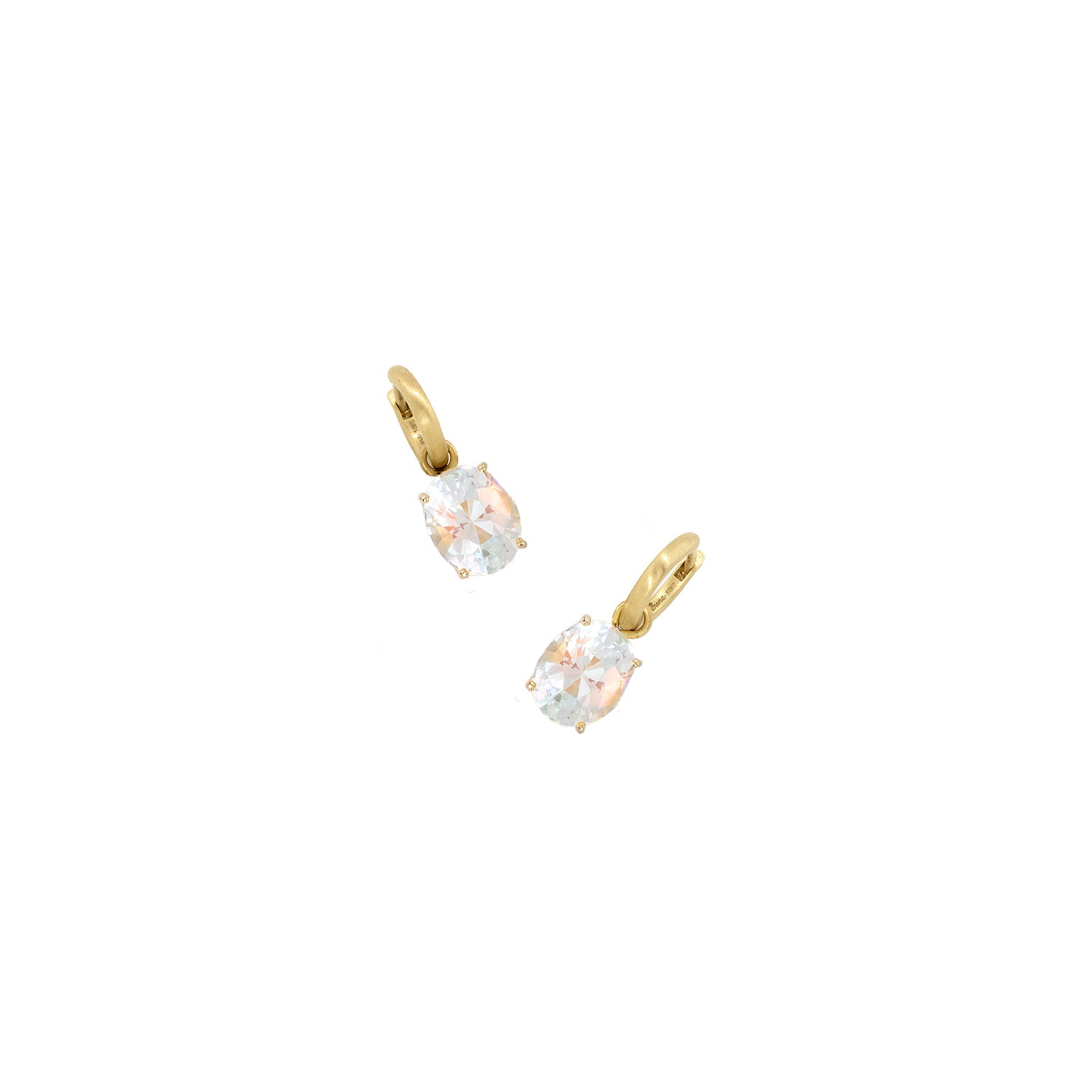 Irene Neuwirth 'Gemmy Gem' One-of-a-Kind Rainbow Moonstone Hoops