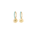 Irene Neuwirth 'Tropical' Carved Flower Earrings with Beryl on Hoops set with Kingman Turquoise