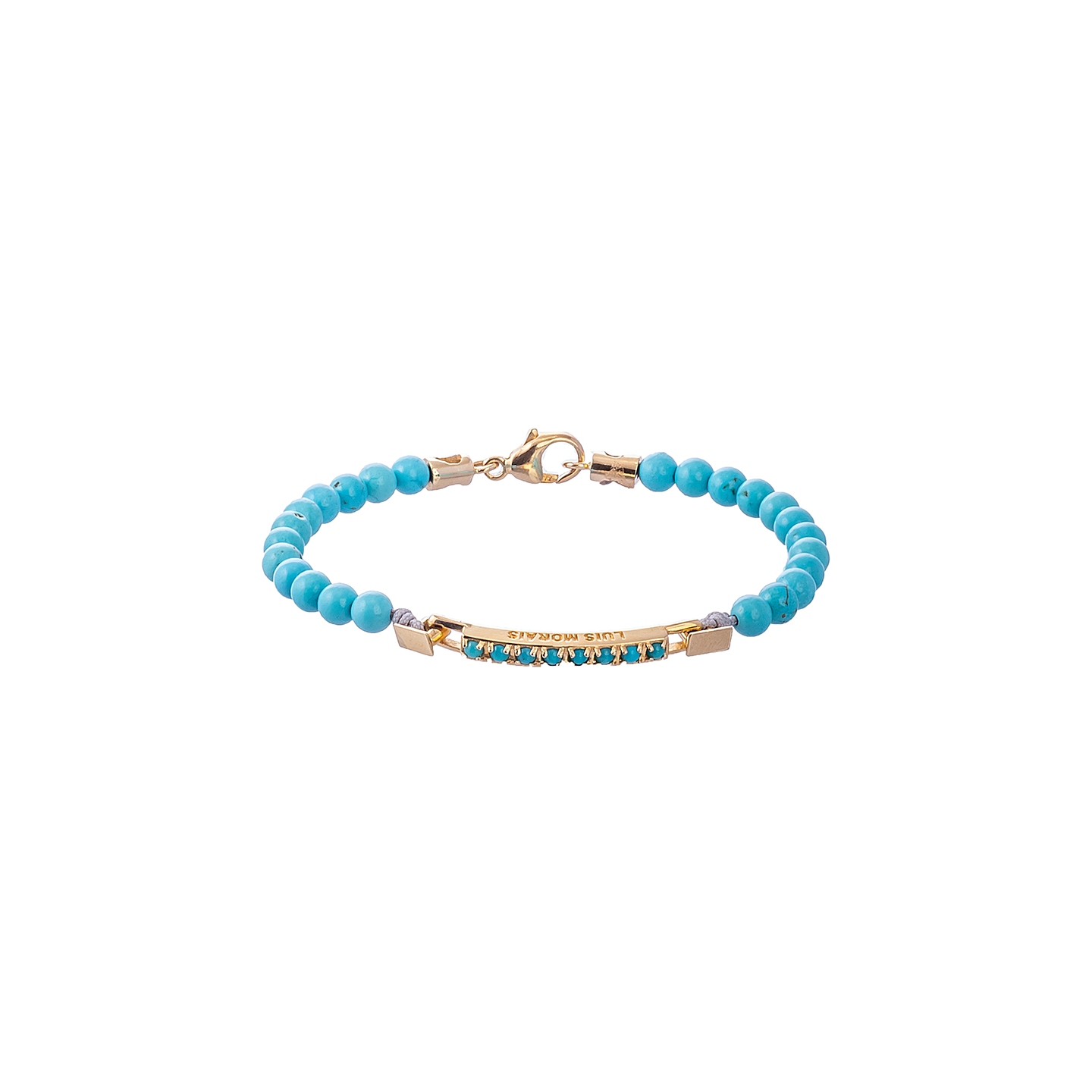 Luis Morais Medium Link ID Bar on Gemstone Beaded Bracelet