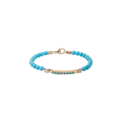 Luis Morais Medium Link ID Bar on Gemstone Beaded Bracelet