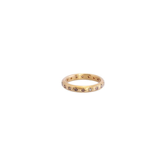 Caroline Ellen Rounded Ring with Star Set Cognac Diamonds