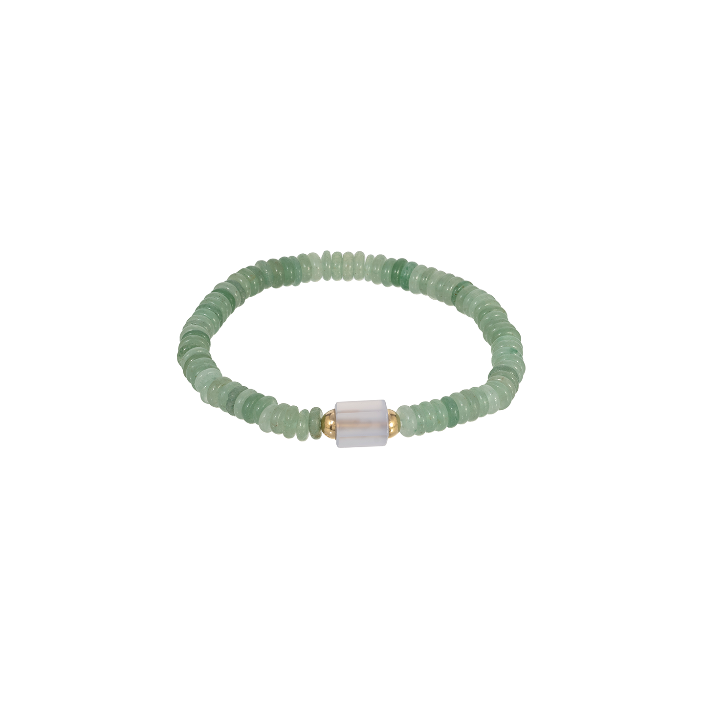 Luis Morais Hexagon Blue Chalcedony Bolt Bead on Gemstone Beaded Bracelet
