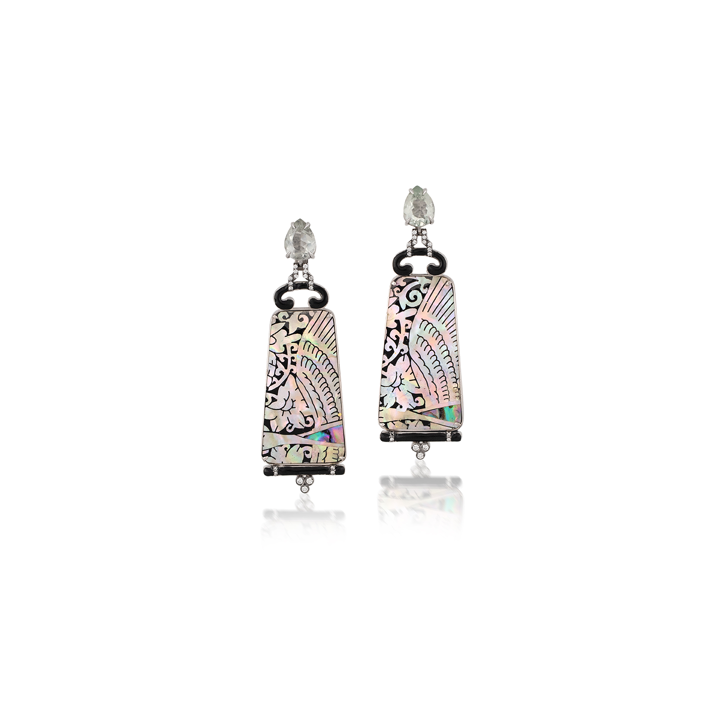 Silvia Furmanovich 'Wicked' Earrings with Mother of Pearl, Diamonds, and Prasiolite