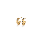Caroline Ellen Semi-Rounded Hoops with Star Set Black Diamonds