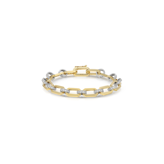 Nancy Newberg Gold Link Bracelet with Diamond Rondelles