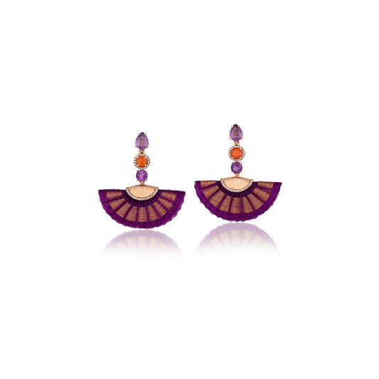 Silvia Furmanovich Half Moon Horse Mane Earrings with Diamond, Fire Opal, and Amethyst