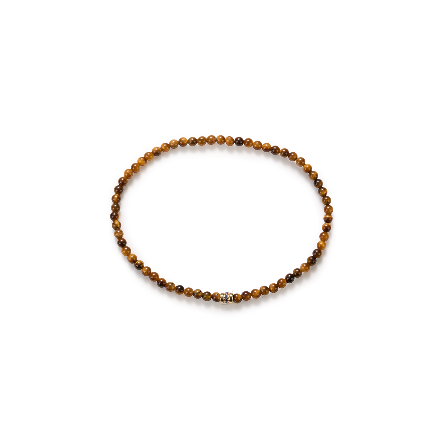 Luis Morais Blue Sapphire Short Roll Bead on Tiger's Eye Beaded Bracelet