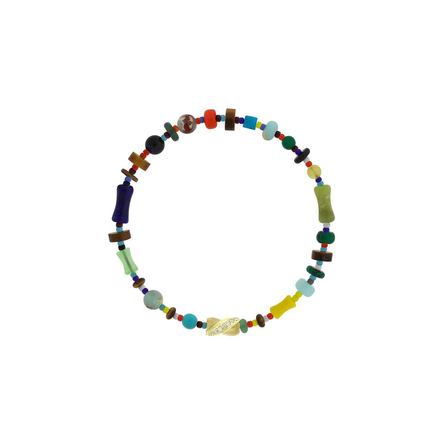 Luis Morais Short Drill Bit on Gemstone and Glass Beaded Bracelet