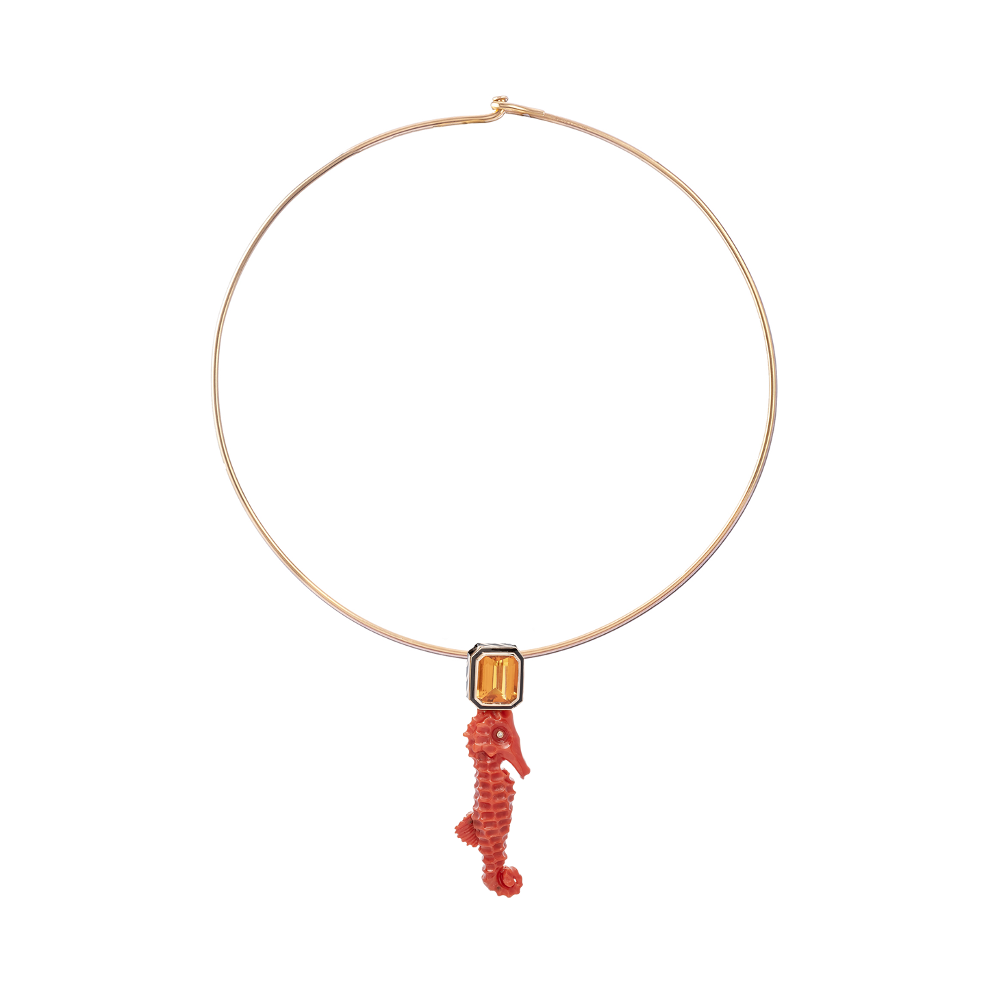 Dezso Coral Seahorse Charm with Citrine