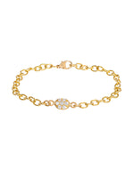 Caroline Ellen Small Oval Link Bracelet with Pave Bean