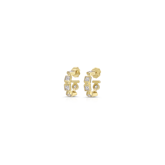 Nancy Newberg Baby Hoops with Round and Square Cut Diamonds