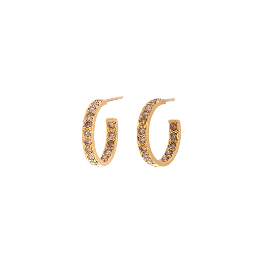 Caroline Ellen Pave Cognac Diamond Hoop Earrings