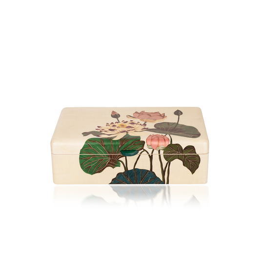 Silvia Furmanovich Marquetry Tea Box with Lotus Pattern