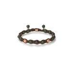 Shamballa Jewels 8mm Braided Bracelet with Brown Sapphire, Rose Gold, and Ceramic Beads