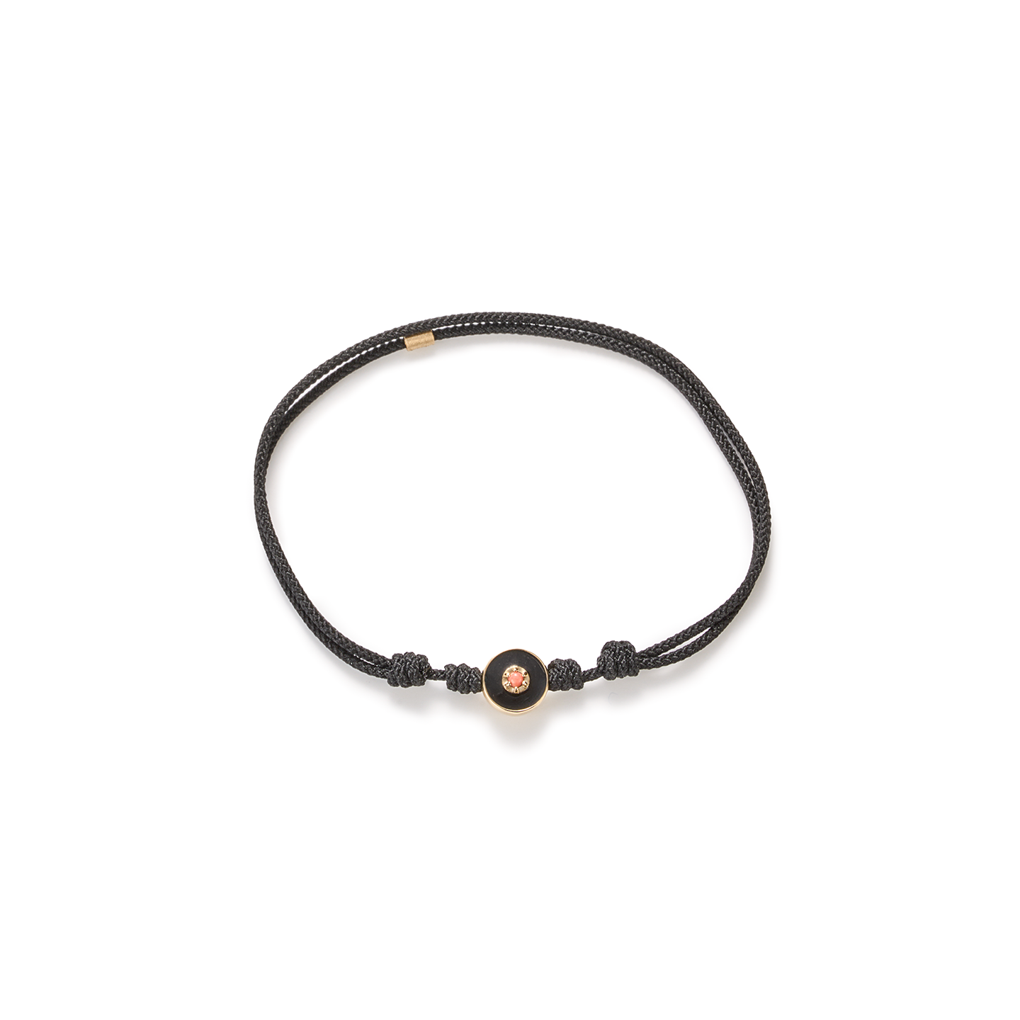 Luis Morais Gold Small Enamel Evil Eye Disk on Cord Bracelet